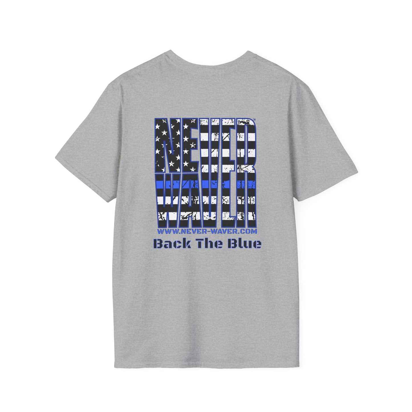 Never Waver Back The Blue  Unisex Softstyle T-Shirt