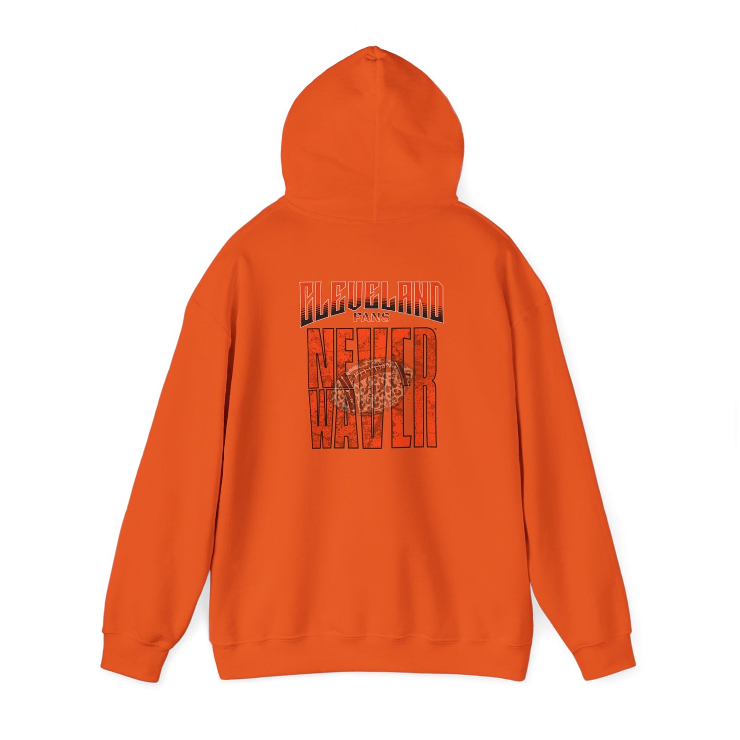 Cleveland Fans Never Waver W-Leopard Football Unisex Heavy Blend™ Hooded Sweatshirt