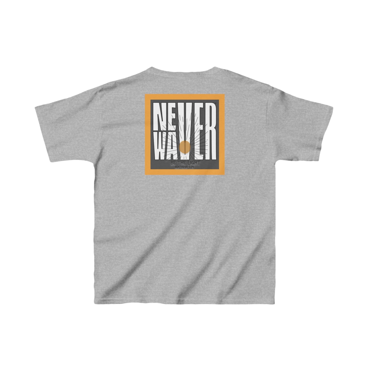 Kids Heavy Cotton™ Tee -NEVER WAVER Be The Light Design - Stylish, Comfortable Everyday Wear