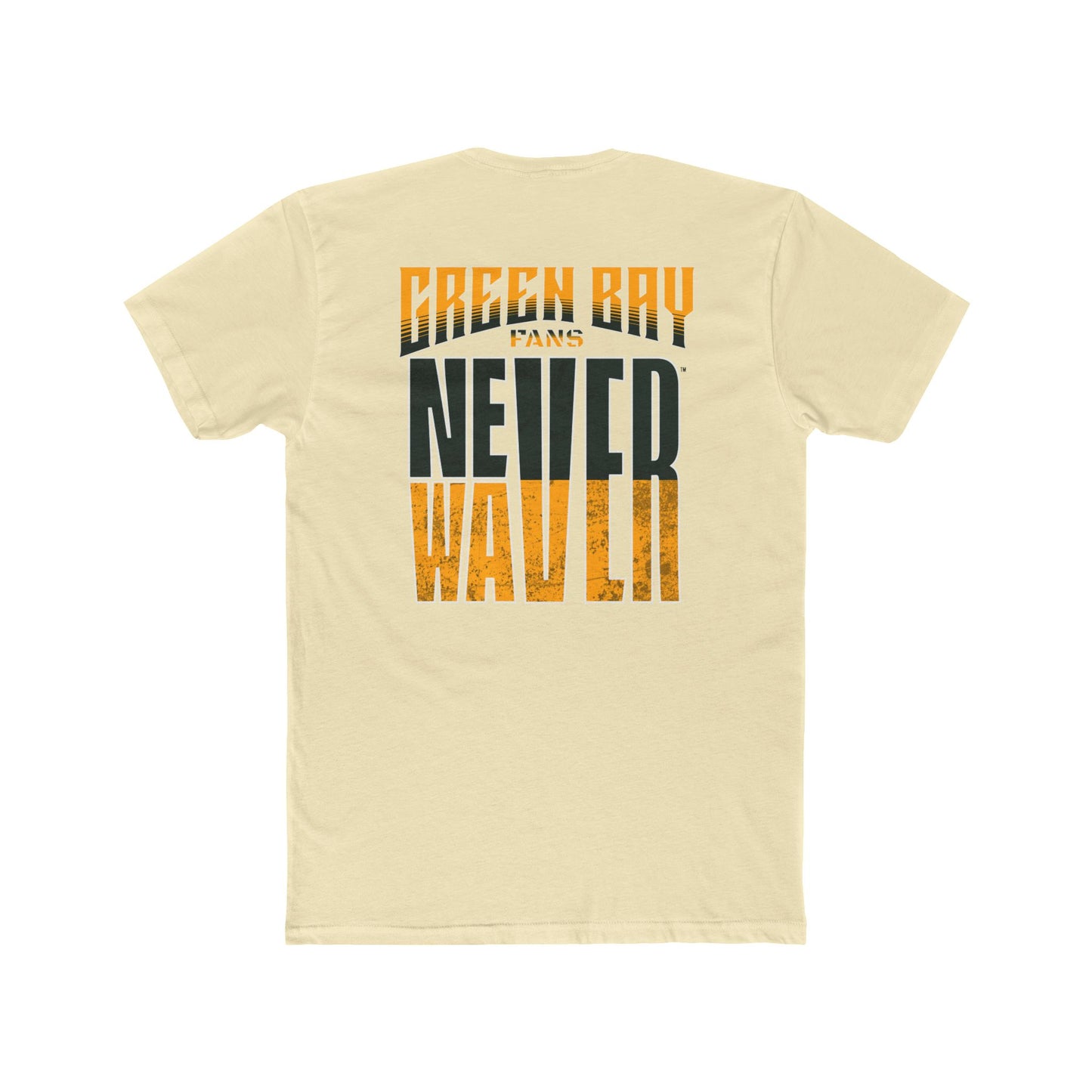 Green Bay Fans  Never Waver with leopard football Unisex Cotton Crew Tee