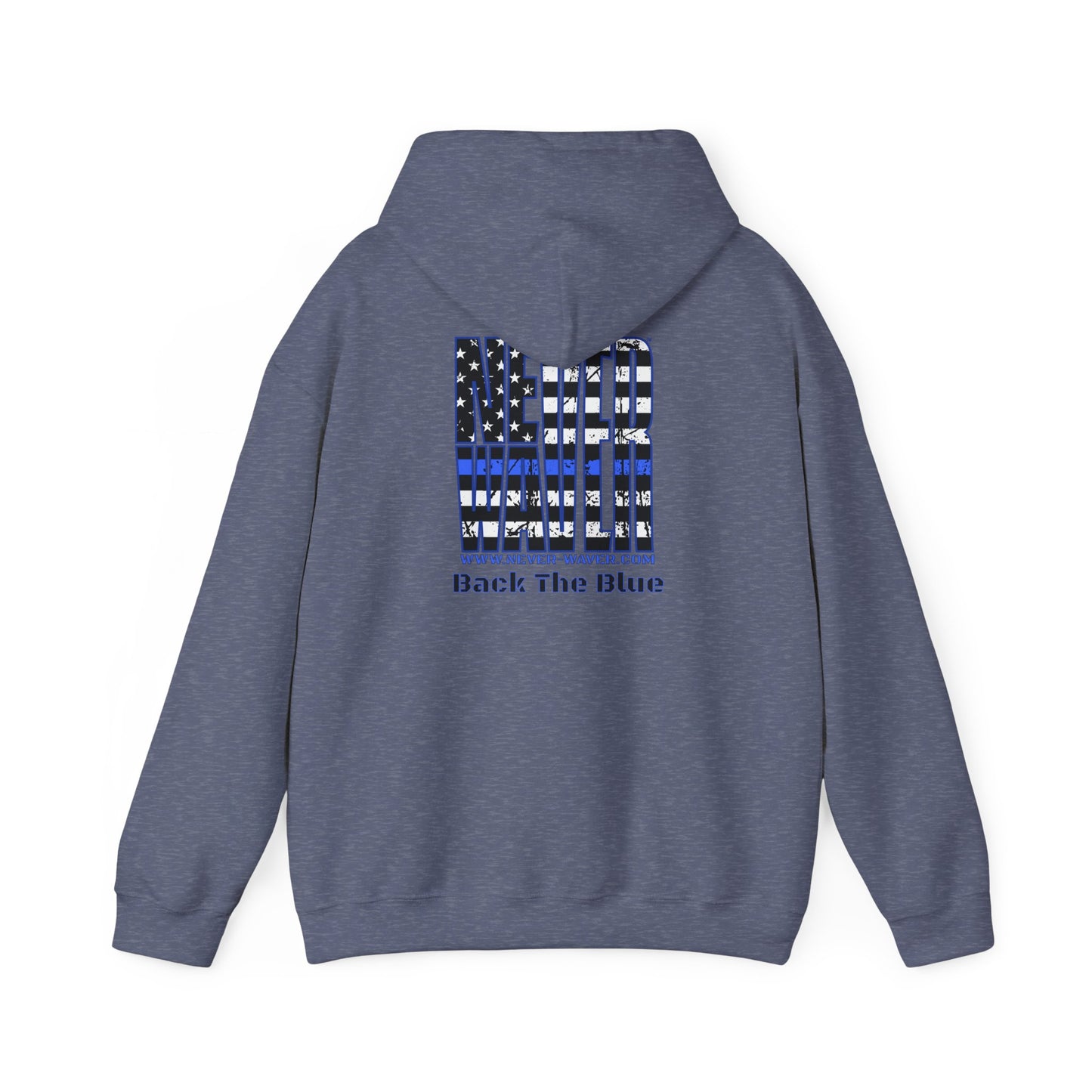 Never Waver Back The Blue  Unisex Heavy Blend™ Hooded Sweatshirt