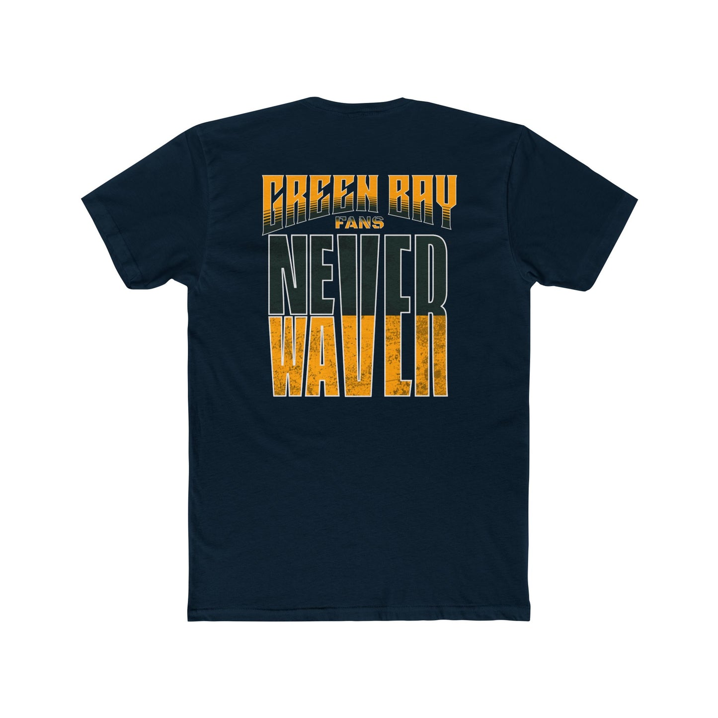 Green Bay Fans  Never Waver with leopard football Unisex Cotton Crew Tee