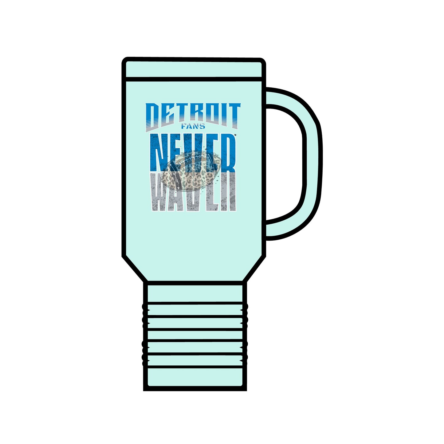 Detroit Fans Never Waver W-Leopard Football Insulated Travel Mug, 40oz