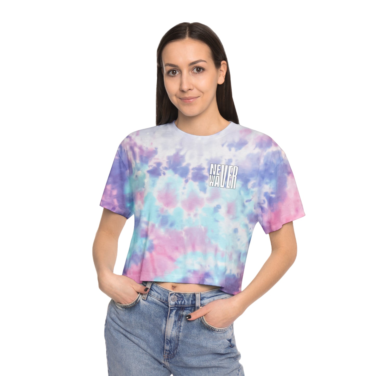 Never Waver Be Yourself Women's Tie-Dye Crop Tee