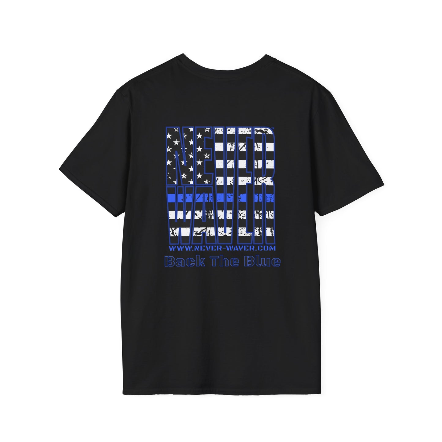 Never Waver Back The Blue  Unisex Softstyle T-Shirt