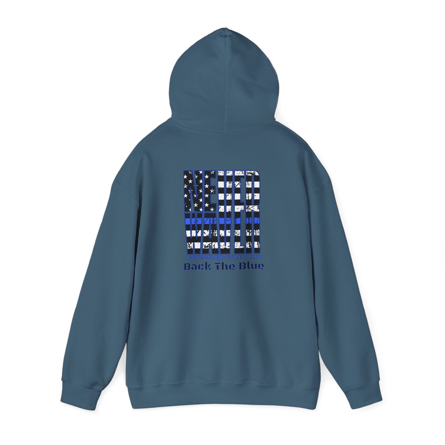 Never Waver Back The Blue  Unisex Heavy Blend™ Hooded Sweatshirt