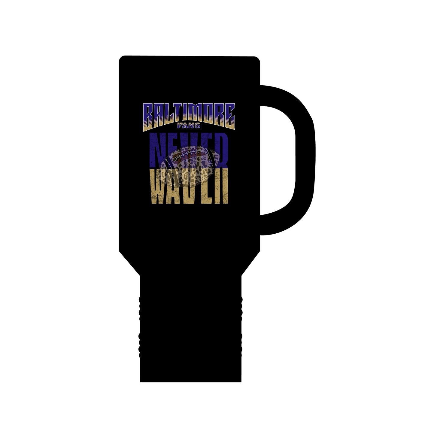 Baltimore Fans Never Waver with Leopard football Insulated Travel Mug, 40oz