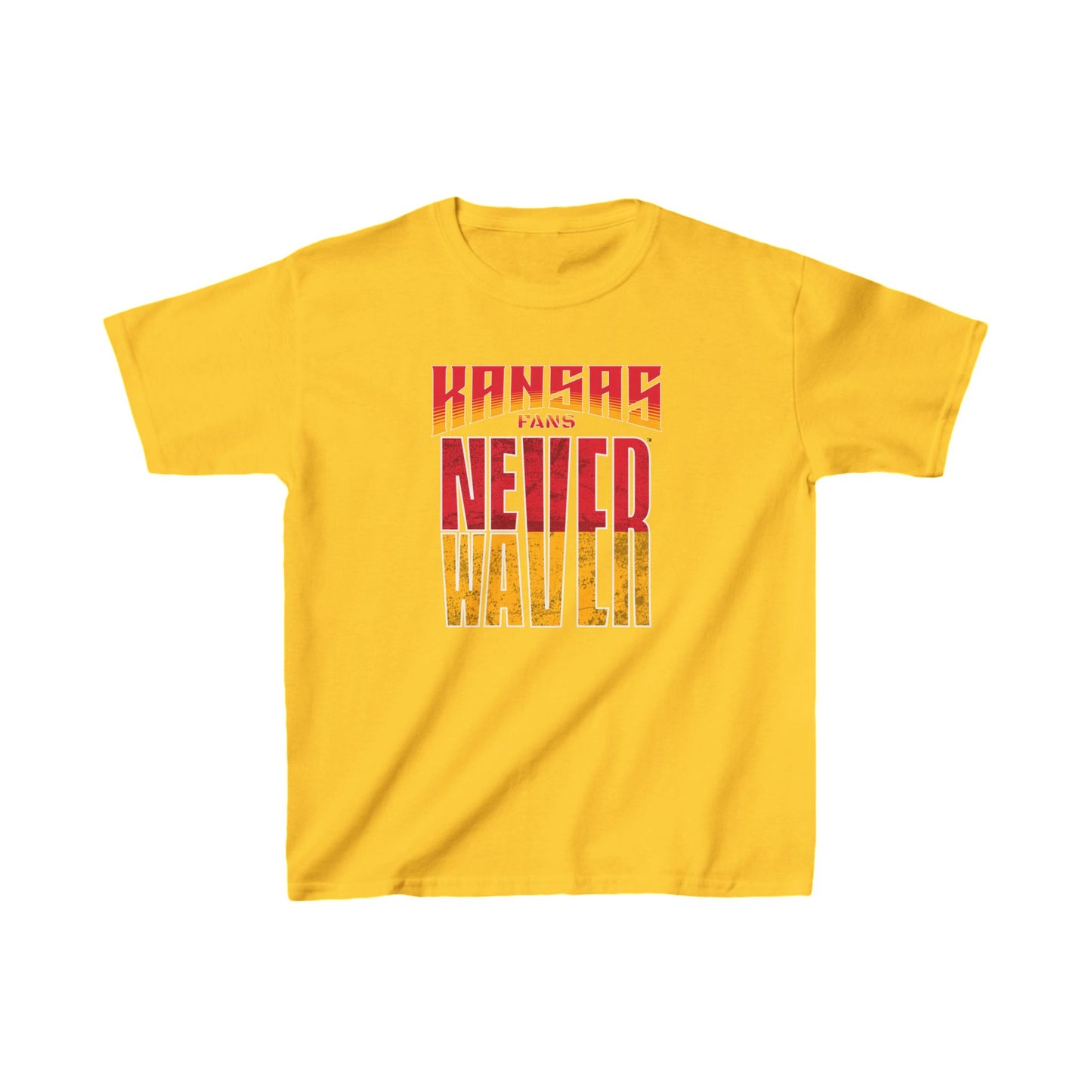 Kansas Fans Never Waver Kids Heavy Cotton™ Tee