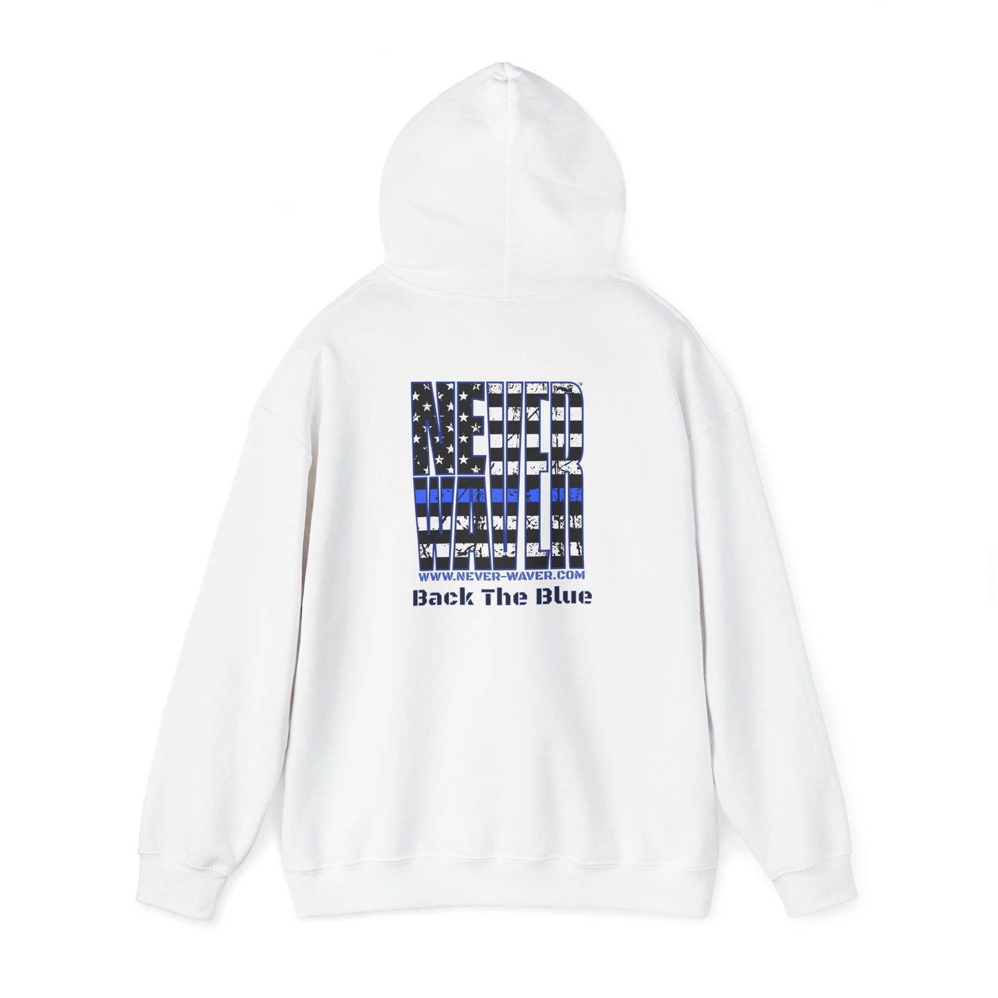 Never Waver Back The Blue  Unisex Heavy Blend™ Hooded Sweatshirt