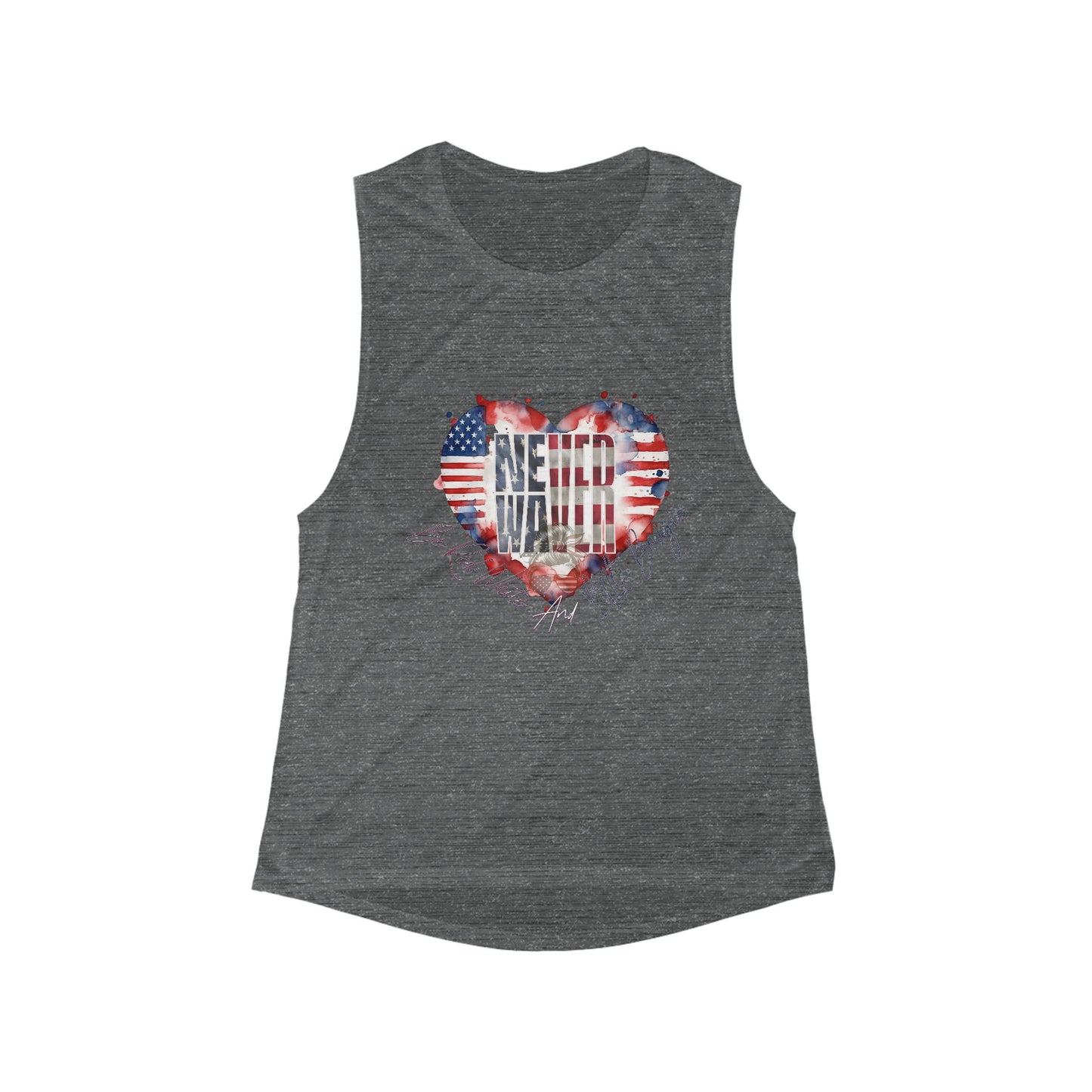 Never Waver Be Red White and a Little Bougie Women's Flowy Scoop Muscle Tank