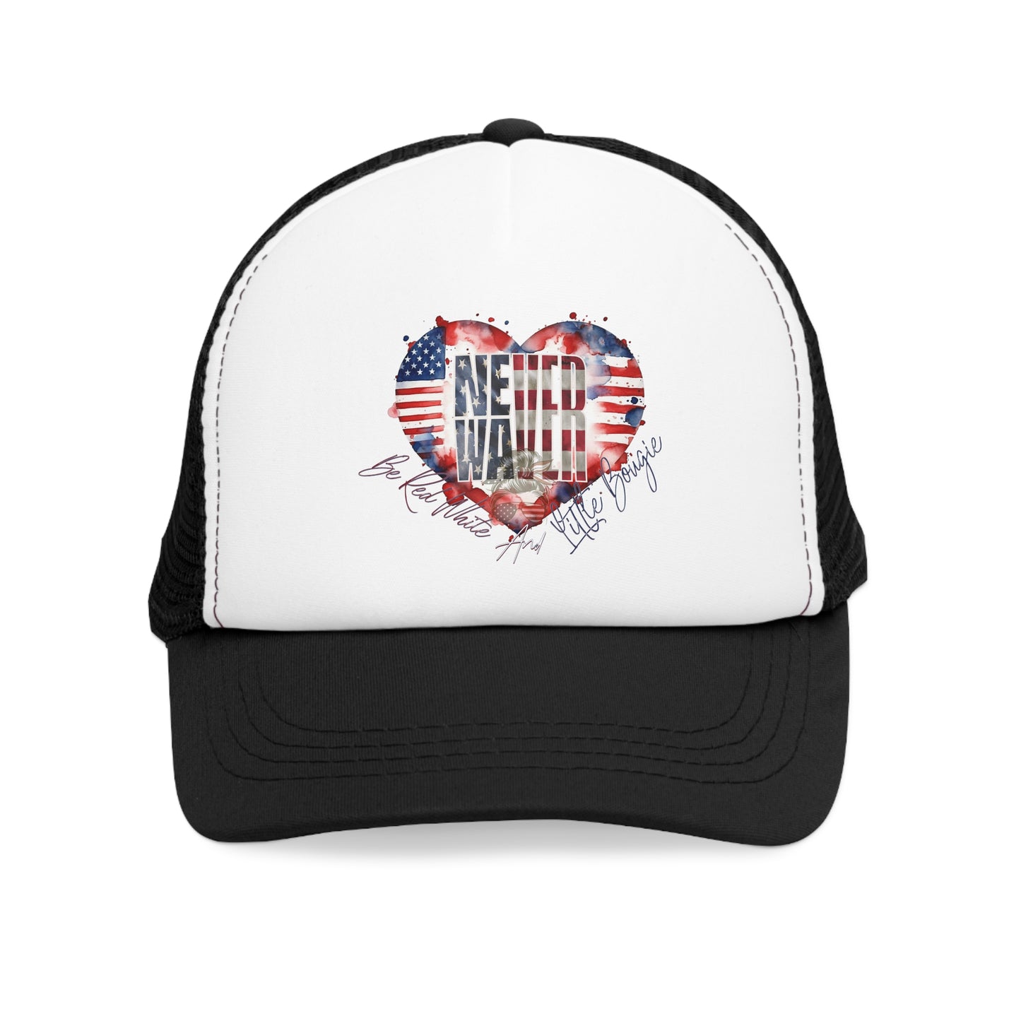 Never Waver Be Red White and a Little Bougie Mesh Cap