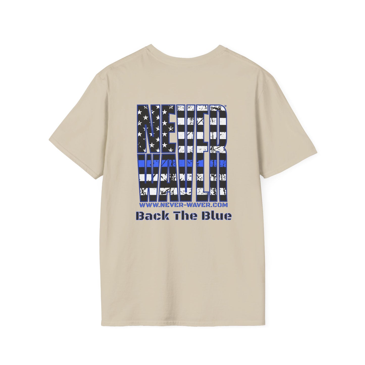 Never Waver Back The Blue  Unisex Softstyle T-Shirt