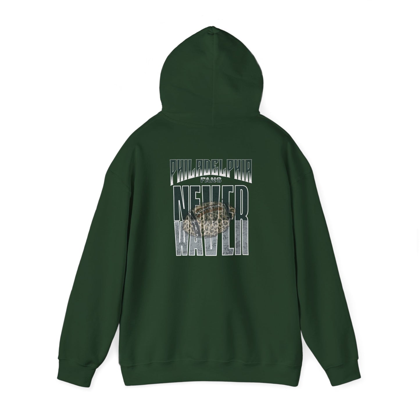 Philadelphia Fans Never Waver W-Leopard Football Unisex Heavy Blend™ Hooded Sweatshirt