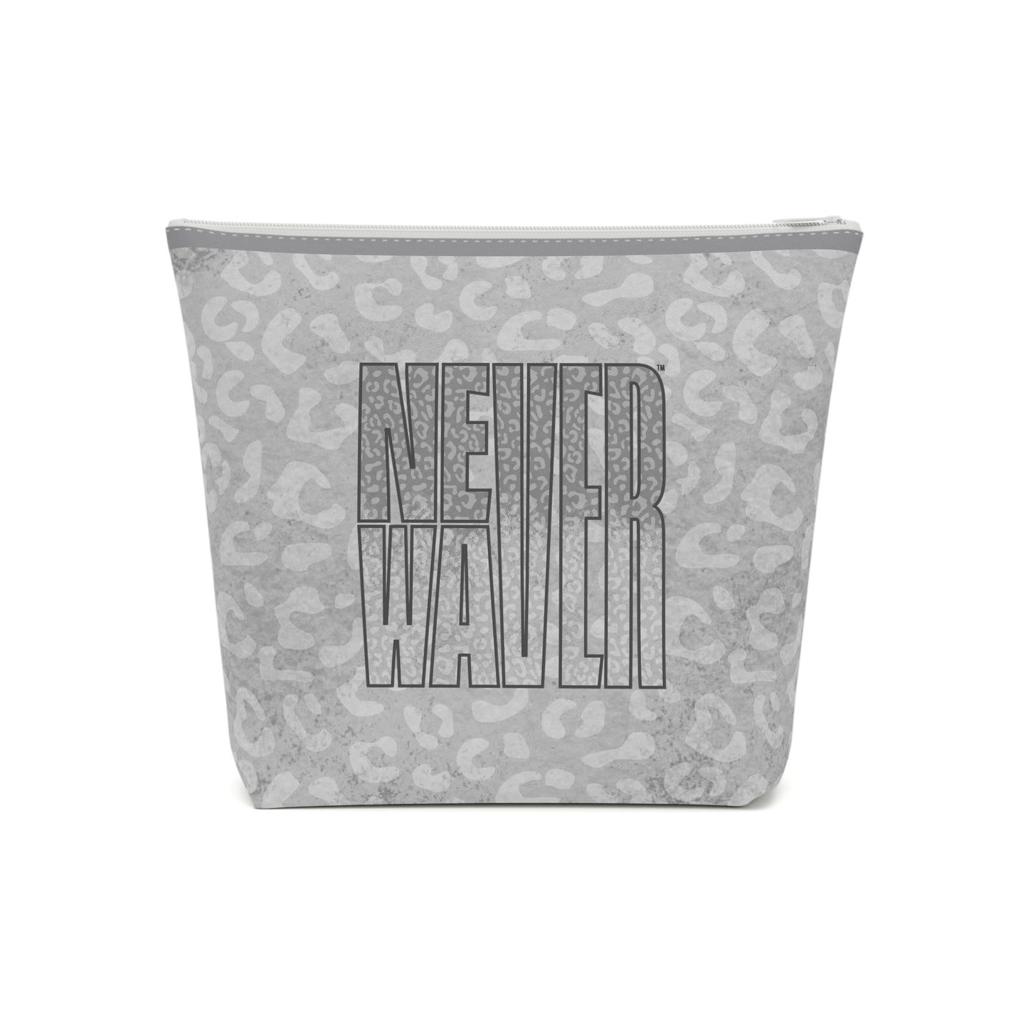 Never Waver  Gray Leopard Cotton Cosmetic Bag