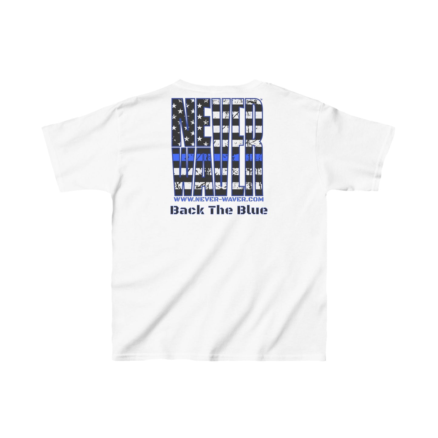 Never Waver Back The Blue  Kids Heavy Cotton™ Tee