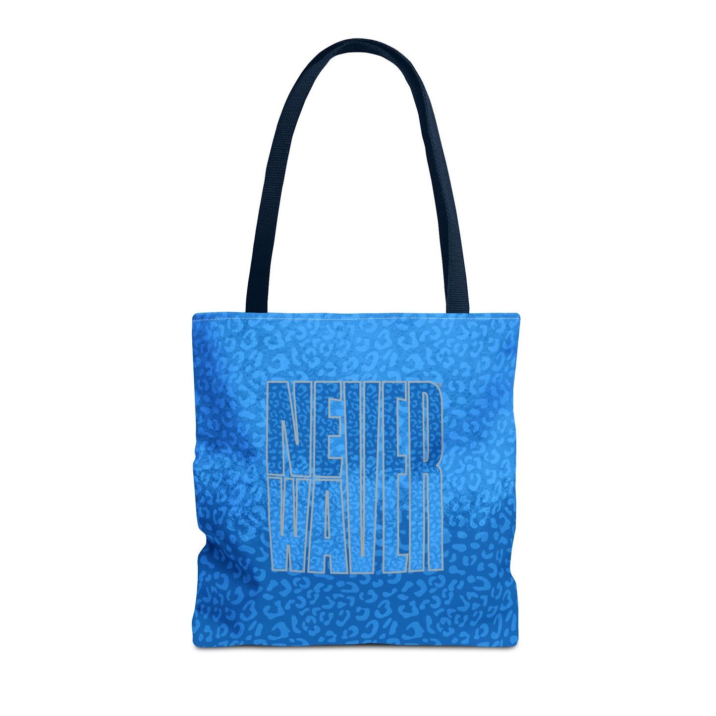 Never Waver Mamma Blue Leopard Tote Bag (AOP)