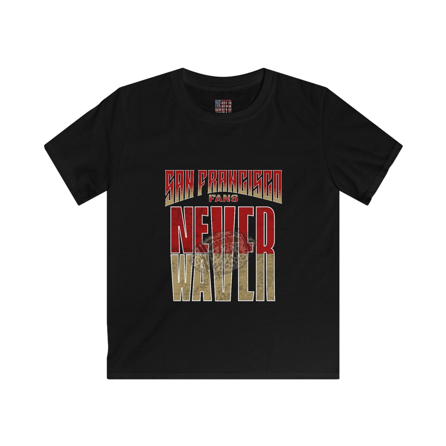 San Francisco Fans Never Waver with a Leopard football  Kids Softstyle Tee