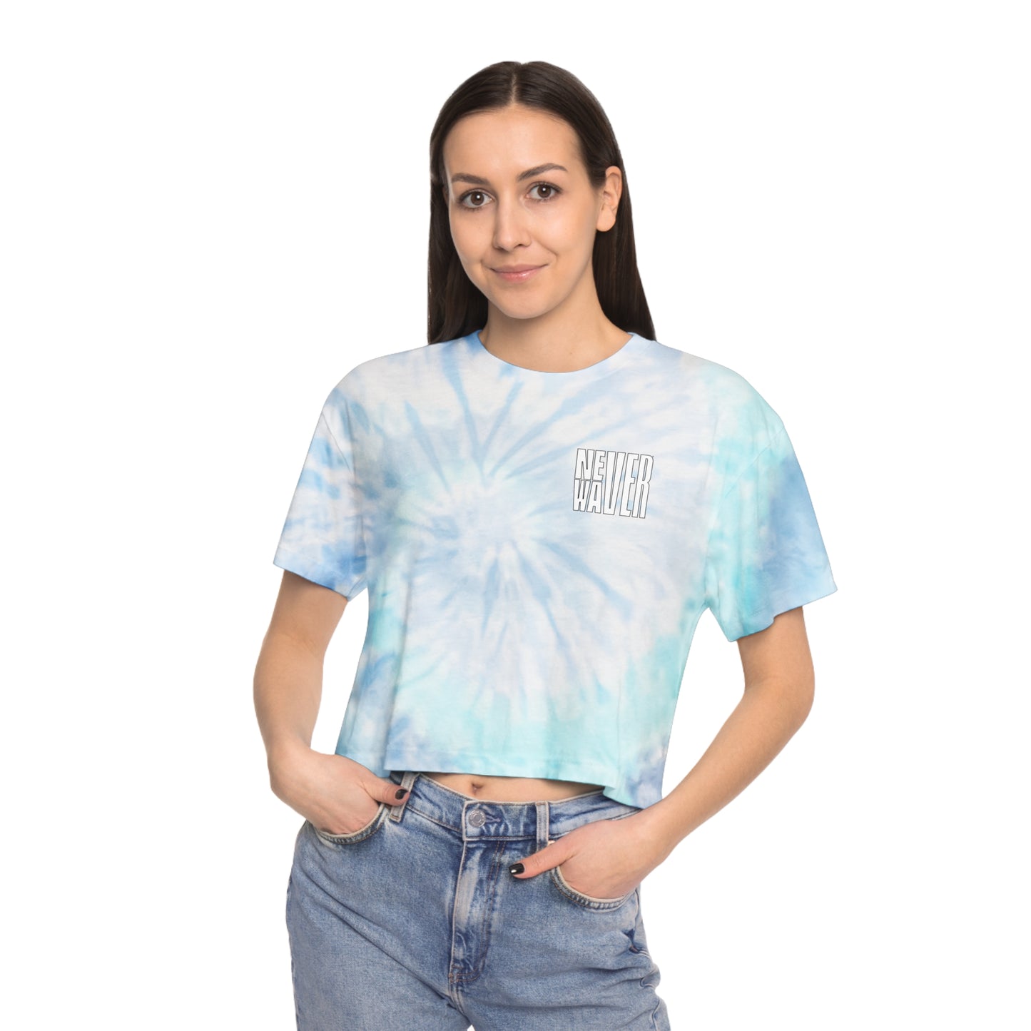 Never Waver Be Yourself Women's Tie-Dye Crop Tee