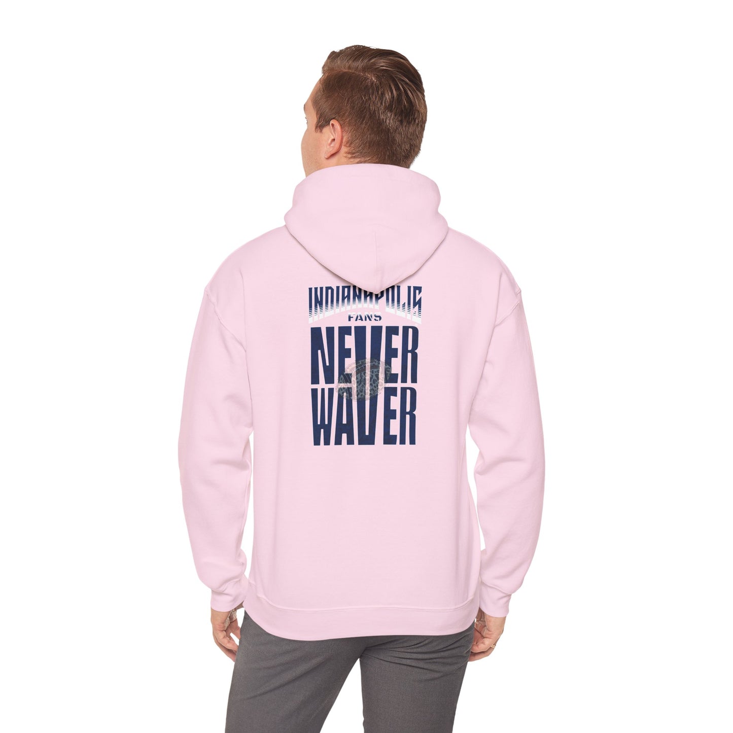 Unisex Heavy Blend™ 'Indianapolis Fans Never Waver' Hoodie - Inspirational Apparel for Everyday Comfort