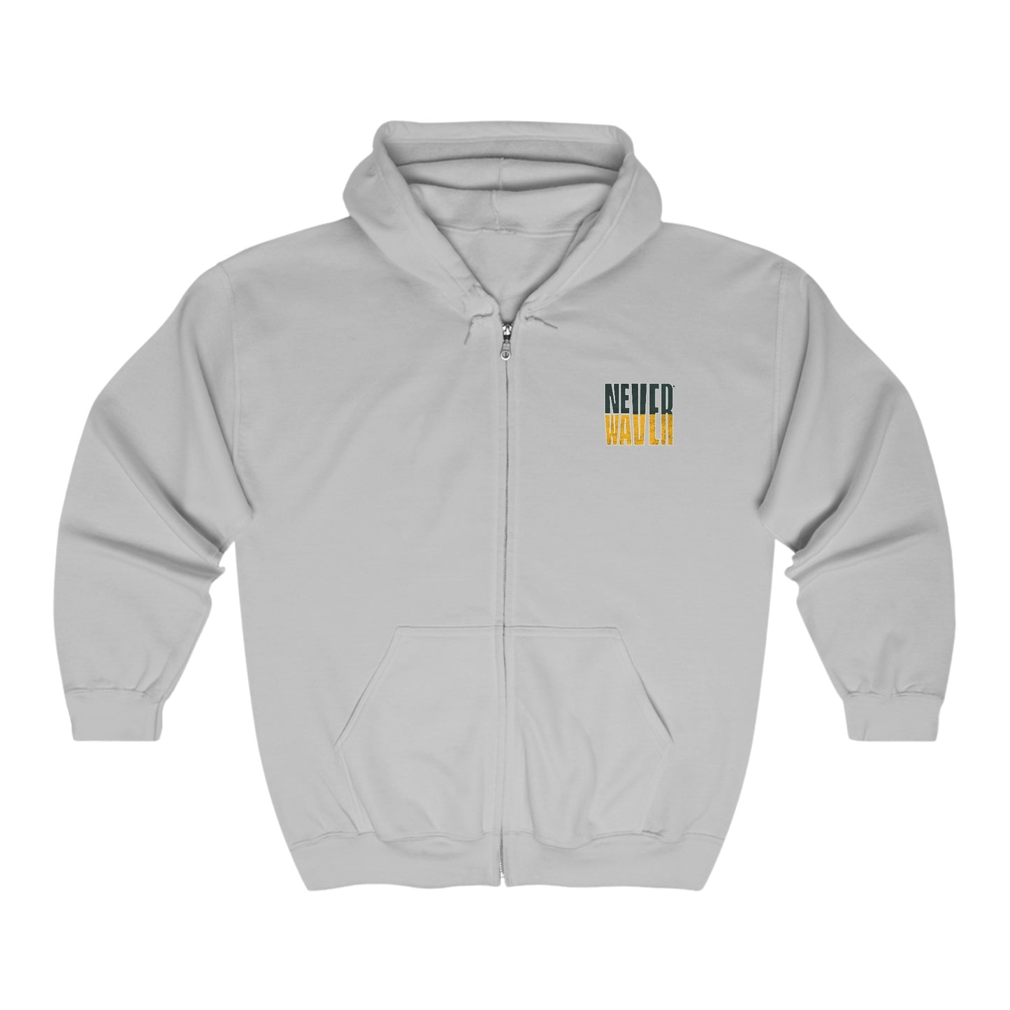 Green Bay Fans Never Waver Unisex Heavy Blend™ Full Zip Hooded Sweatshirt