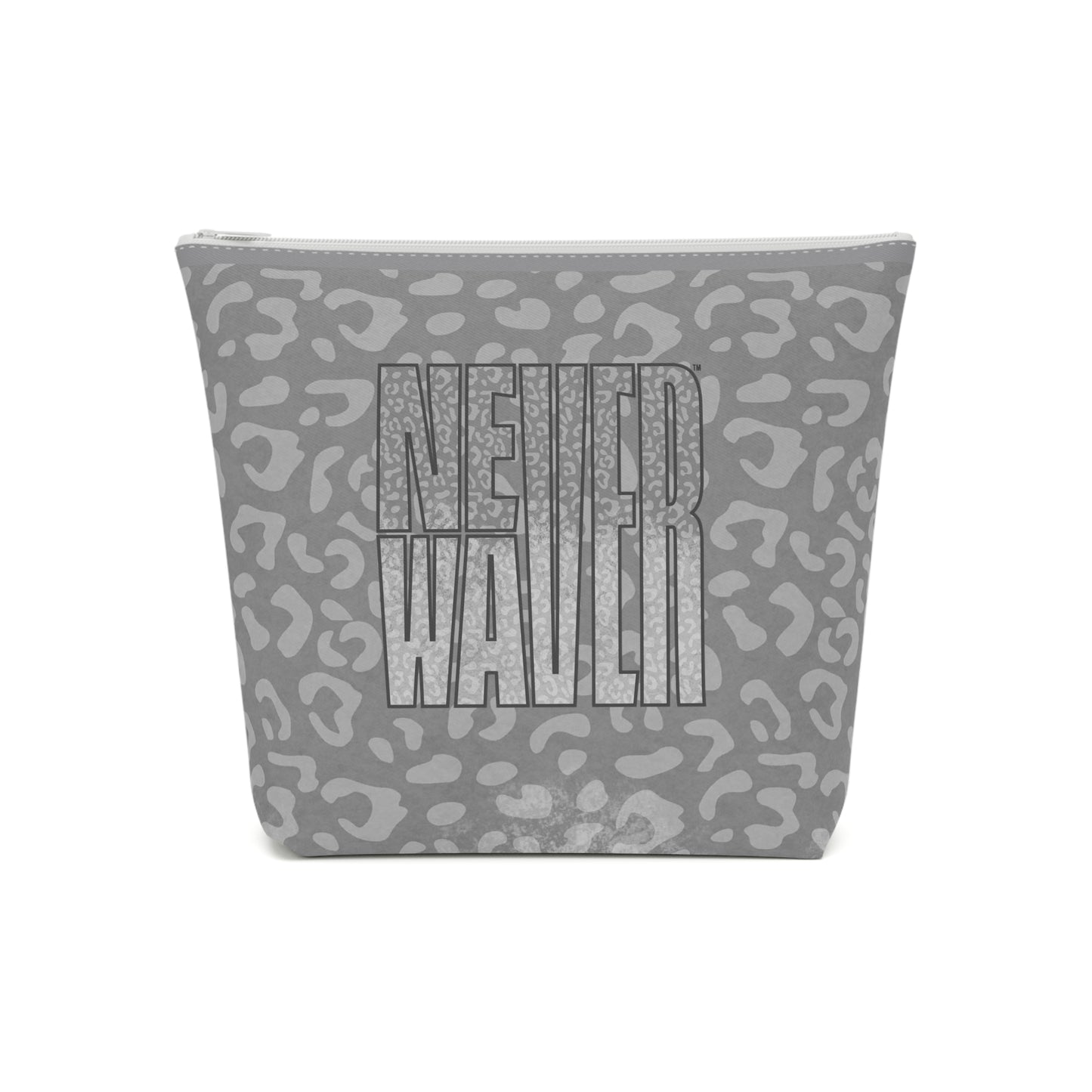 Never Waver  Gray Leopard Cotton Cosmetic Bag