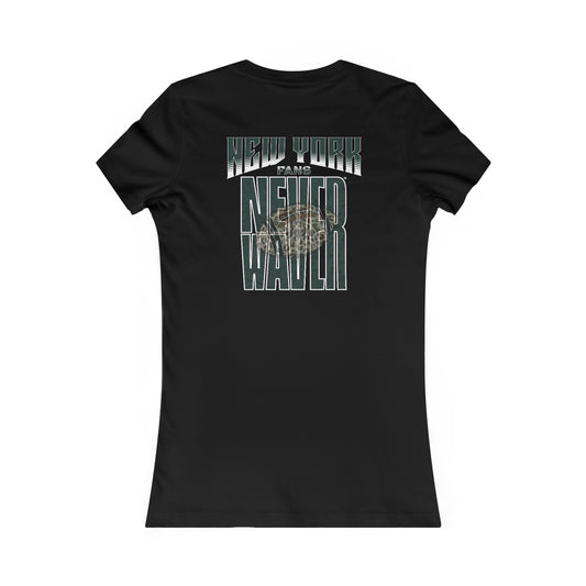 New York Fans Never Waver W-Leopard Football Women's Favorite Tee