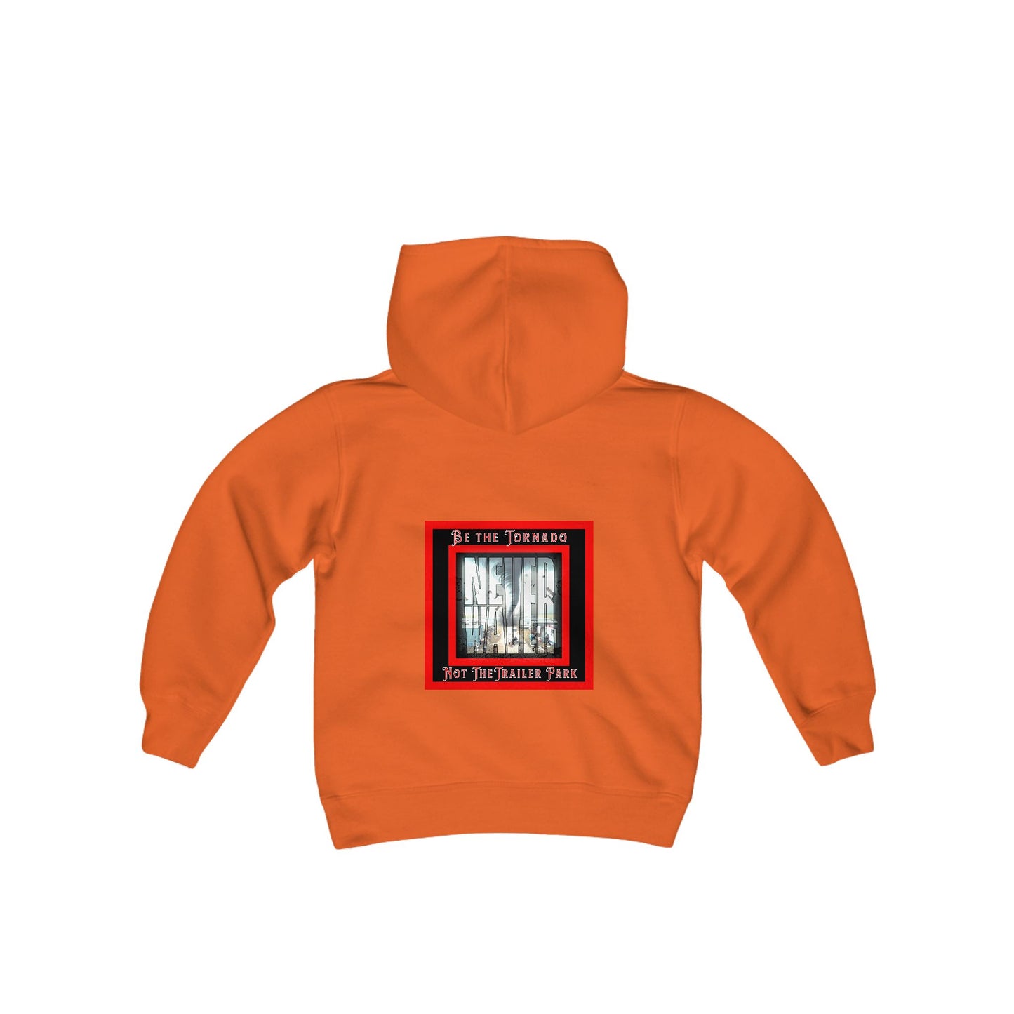 Never Waver Be The Tornado Not the Trailer Park Vintage-Inspired Youth Hoodie with American Flag Design