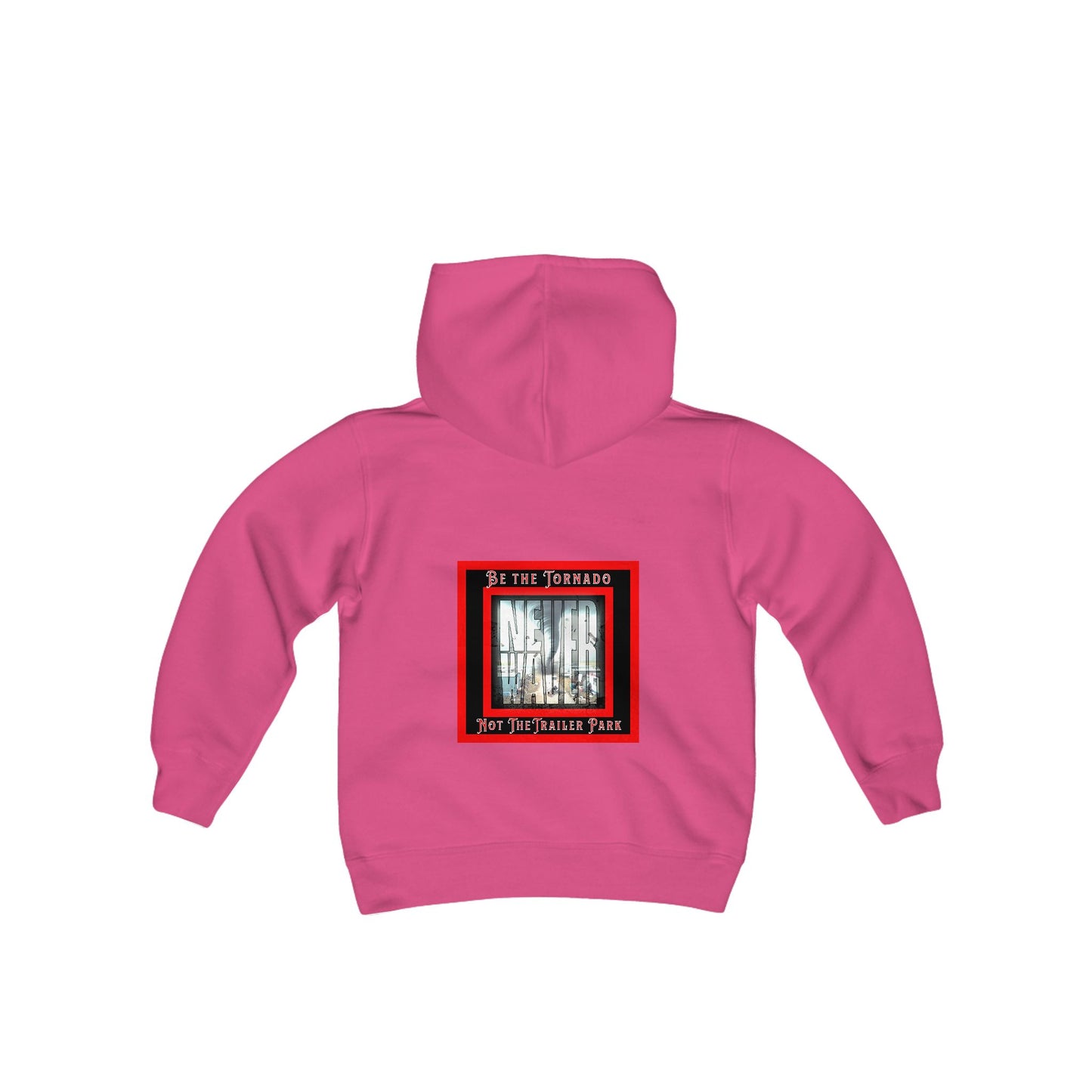 Never Waver Be The Tornado Not the Trailer Park Vintage-Inspired Youth Hoodie with American Flag Design