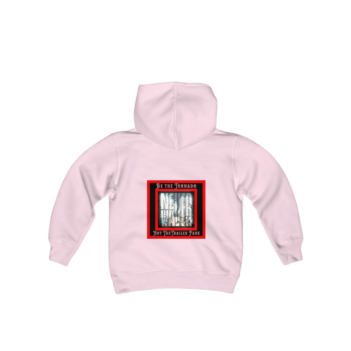 Never Waver Be The Tornado Not the Trailer Park Vintage-Inspired Youth Hoodie with American Flag Design