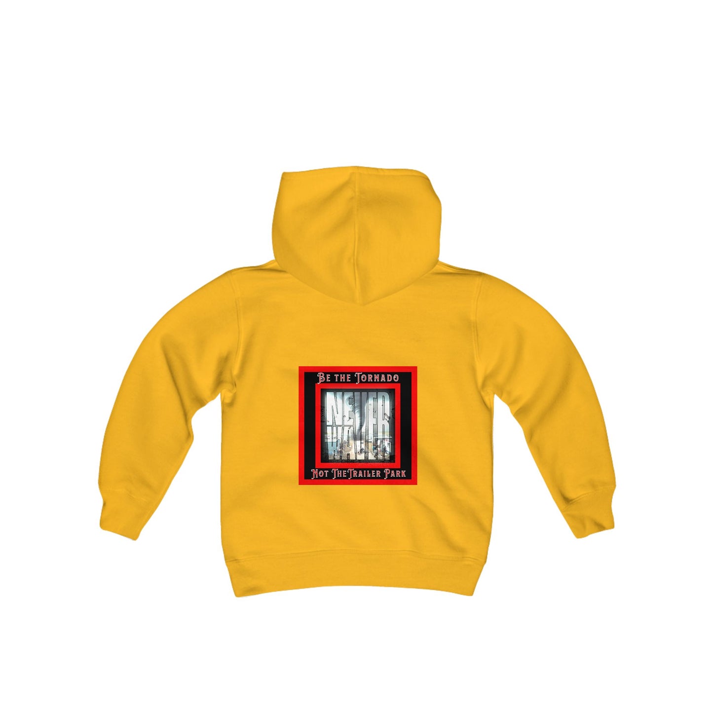 Never Waver Be The Tornado Not the Trailer Park Vintage-Inspired Youth Hoodie with American Flag Design