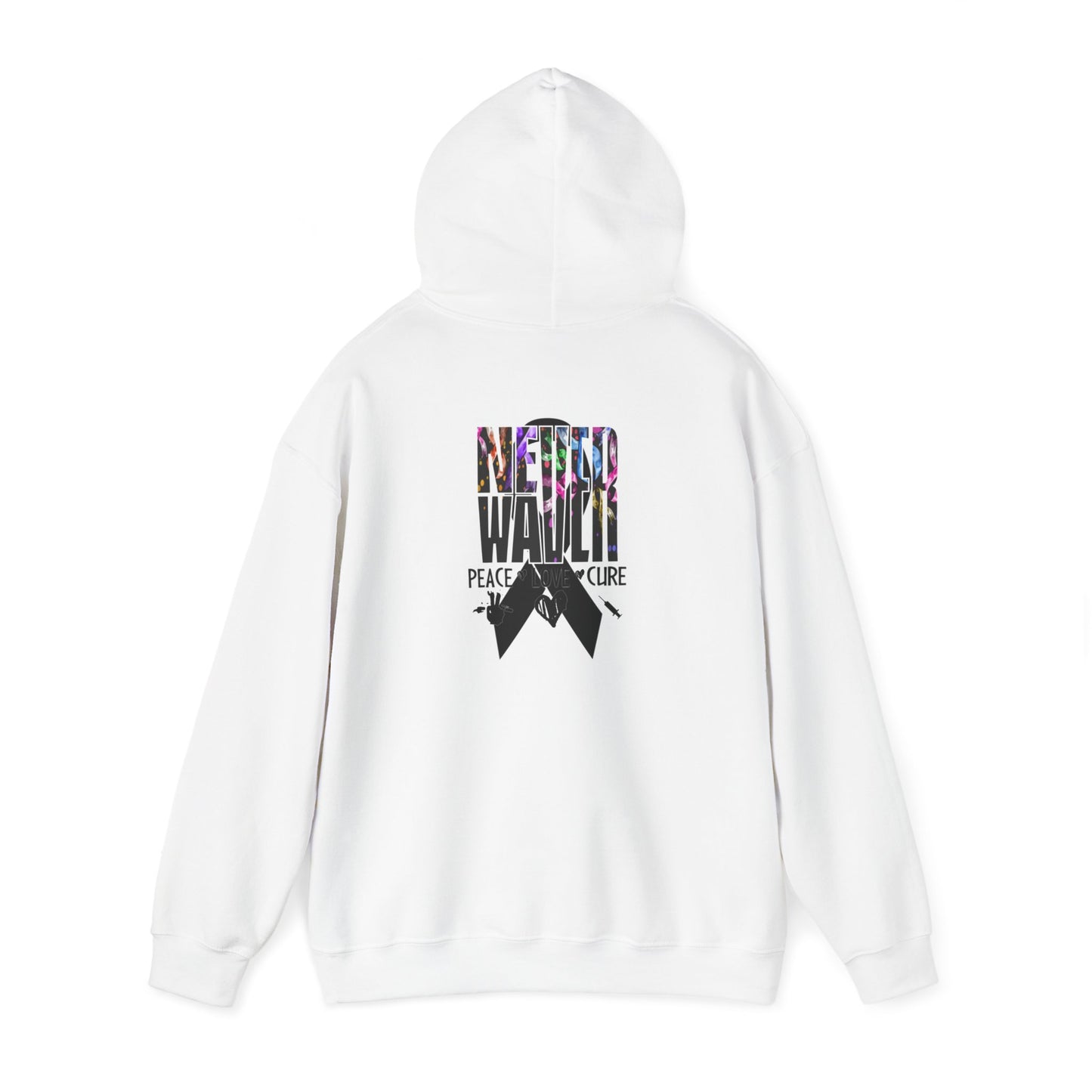 Never Waver Peace Love Cure Unisex Heavy Blend™ Hooded Sweatshirt