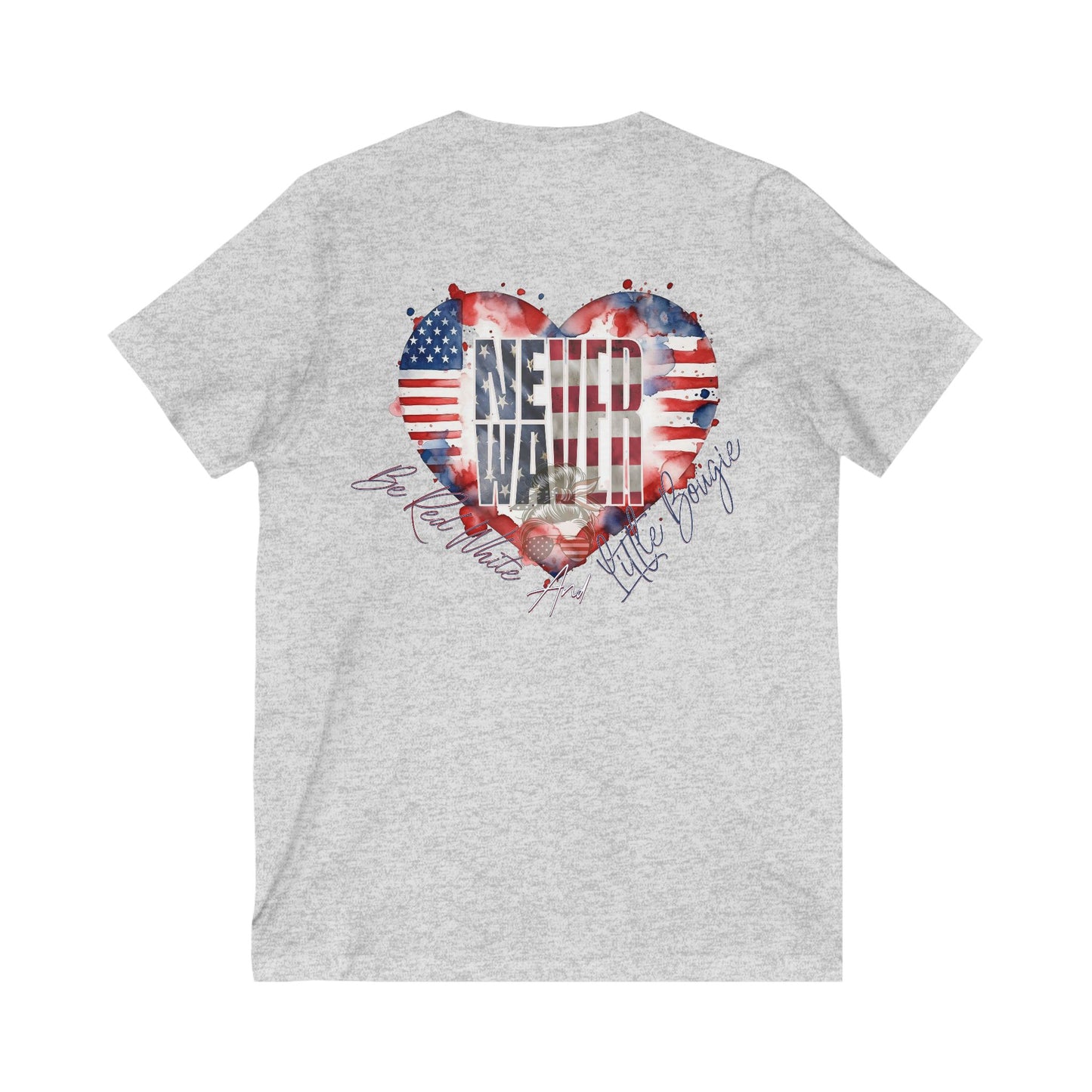 Never Waver Be Red White and a Little Bougie Unisex Jersey Short Sleeve V-Neck Tee