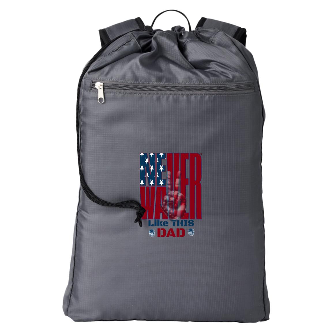 Never Waver Like This Dad Peace American Flag BE278 BAGedge Getaway Cinchback Backpack