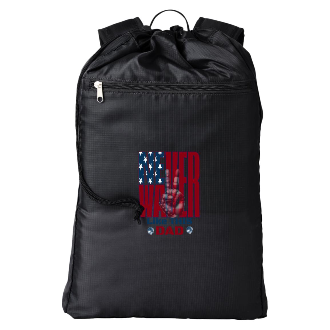 Never Waver Like This Dad Peace American Flag BE278 BAGedge Getaway Cinchback Backpack